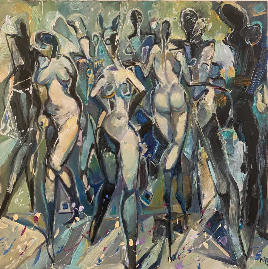Mamuka Kapanadze: Elite Masquerade / Oil on canvas, 60x60cm, 2020