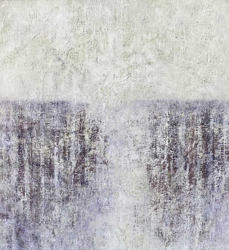Elena Lagun: Nebelsee / Öl auf Leinwand, 120x130cm, 2021