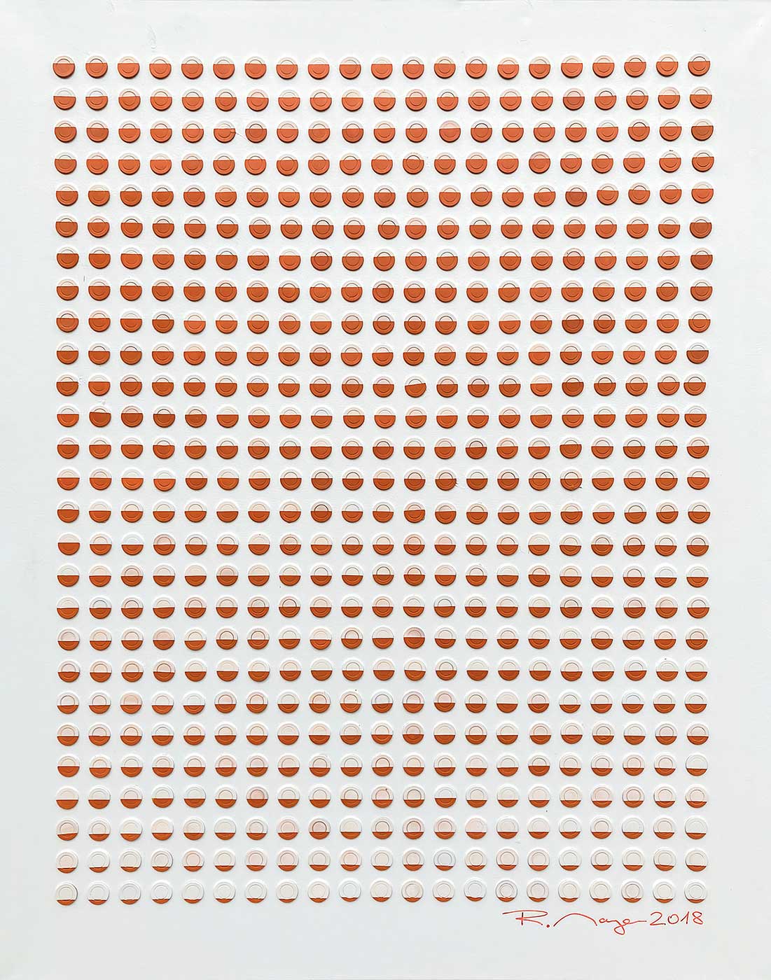 Image: René Mayer: Nebelschwaden (Schleichende Veränderung) / Acrylic and painted casino chips on canvas, 140x180cm, 2018 / Courtesy of Sculpictor Diffusion, René Mayer, Basel